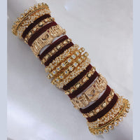 Pooja Bangles Gold Plated Kundan Stone And Pearls Bridal Chura Bangle Set
