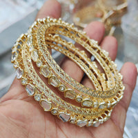 Pooja Bangles Gold Plated Kundan Stone Bangles Set