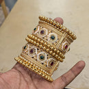 Pooja Bangles Gold Plated Pota Stone And Meenakari Bangles Set