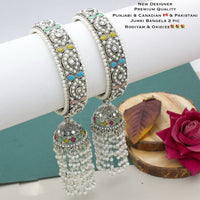 Pooja Bangles Oxidised Plated Crystal Stone And Pearls Bangles Set