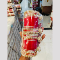 Pooja Bangles Gold Plated Kundan Stone Acrylic Bangles Set
