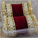Pooja Bangles Gold Plated Kundan Stone Velvet Bangles Set