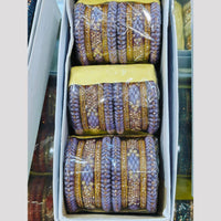 Pooja Bangles Gold Plated Austrian Stone Bangles Set