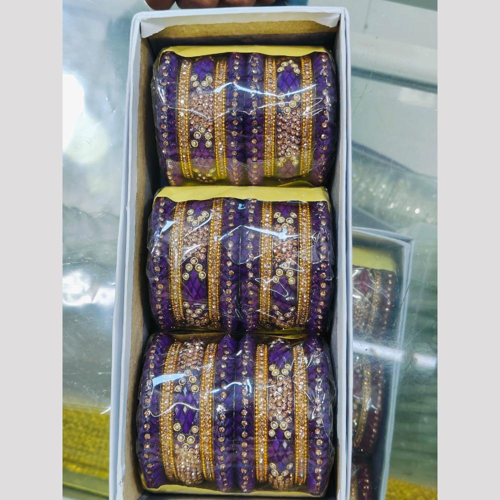 Pooja Bangles Gold Plated Austrian Stone Bangles Set