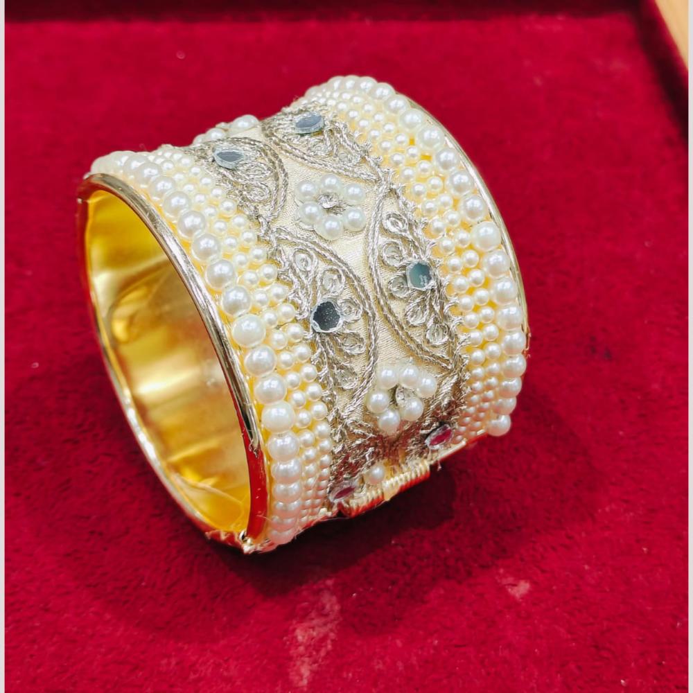 Pooja Bangles Gold Plated Pearl Openable Bangle