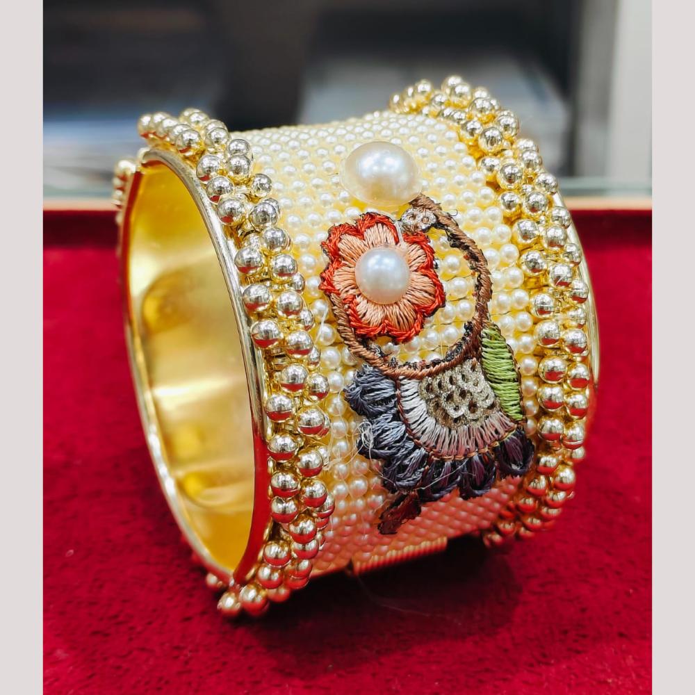 Pooja Bangles Gold Plated Pearl Openable Bangle