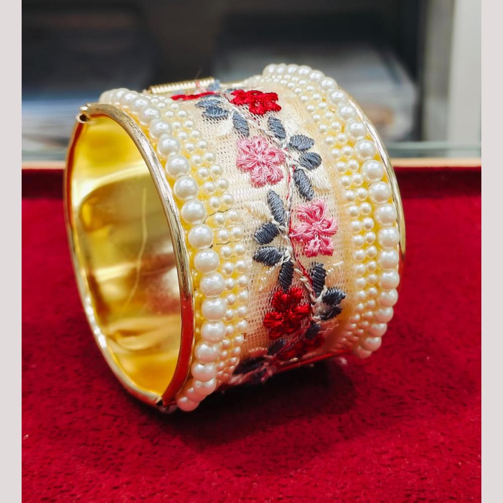 Pooja Bangles Gold Plated Pearl Openable Bangle