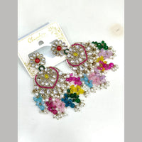 Pooja Bangles Gold Plated Kundan Stone And Pearl Dangler Earrings