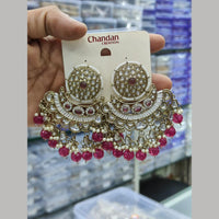 Pooja Bangles Gold Plated Kundan Stone And Pearl Dangler Earrings
