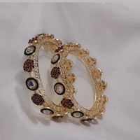 Pooja Bangles Gold Plated Kundan Stone And Meenakari Bangles Set