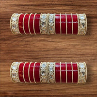 Pooja Bangles Gold Plated Kundan Stone Acrylic Bangles Set