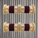 Pooja Bangles Gold Plated Pota Stone Velvet Bangles Set