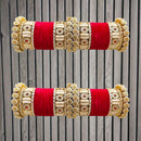 Pooja Bangles Gold Plated Pota Stone Velvet Bangles Set