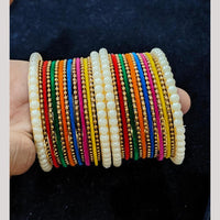 Pooja Bangles Gold Plated Pearl Velvet And Matel Bangles Set