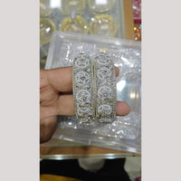 Pooja Bangles Silver Plated Crystal Stone And Pearl Bangles Set