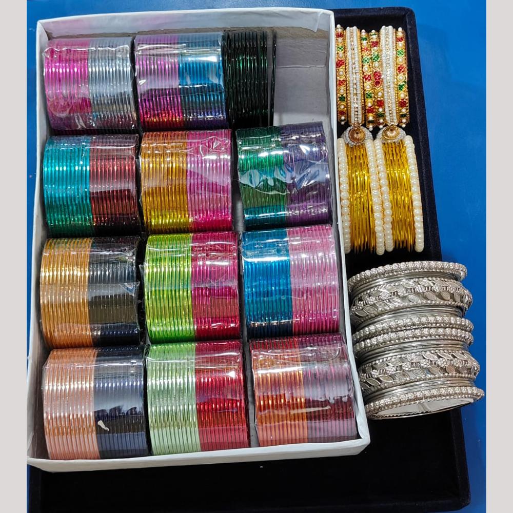 Pooja Bangles Multi Colors Metal Bangle Set