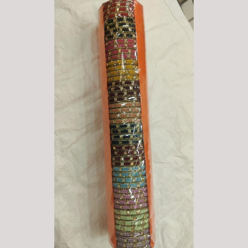 Pooja Bangles Multi Colors Crystal Stone Bangle Set