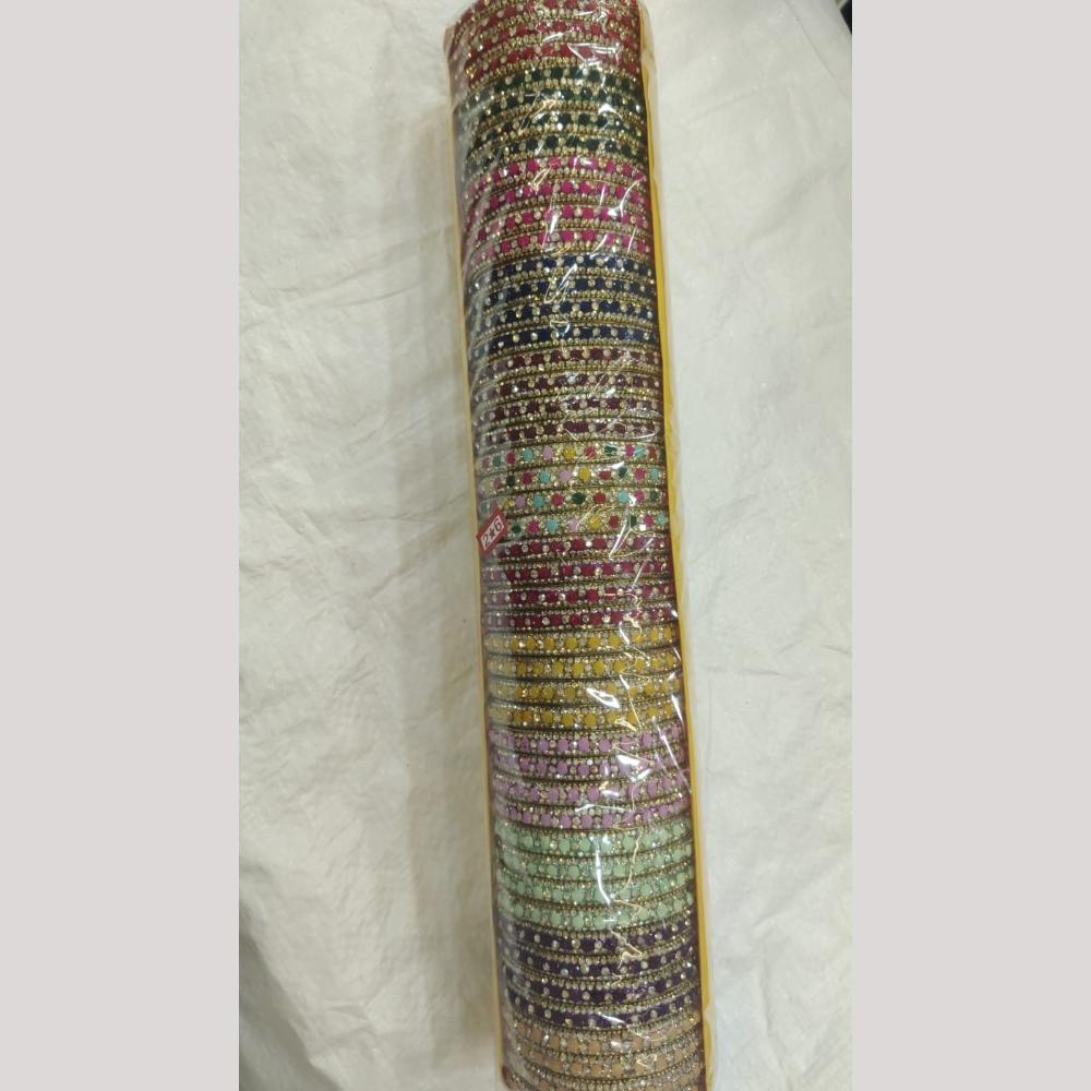 Pooja Bangles Multi Colors Crystal Stone Bangle Set