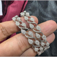 Pooja Bangles Silver Plated Austrian Stone Bangle Set