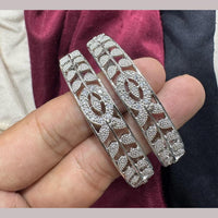 Pooja Bangles Silver Plated Austrian Stone Bangle Set