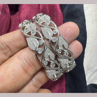 Pooja Bangles Silver Plated Austrian Stone Bangle Set