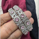 Pooja Bangles Silver Plated American Diamond Bangle Set
