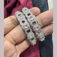 Pooja Bangles Silver Plated American Diamond Bangle Set