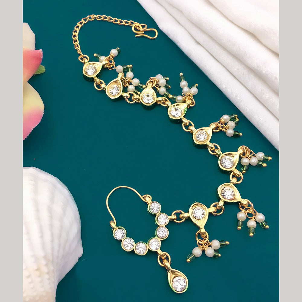 Pooja Bangles Gold Plated Austrian Stone And Pearl Nath