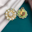 Pooja Bangles Gold Plated Austrian Stone And Pearl Adjustable Ring
