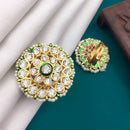 Pooja Bangles Gold Plated Austrian Stone And Pearl Adjustable Ring