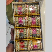 Pooja Bangles Gold Plated Austrain Stone And Pearls Acrylic Bangles Set