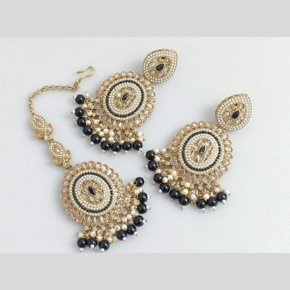 Pooja Bangles Gold Plated Crystal  And Beads Designer Earrings with Maangtikka Set
