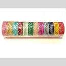Pooja Bangles Gold Plated Festive Elegance Multi Color Austrian Stone Bangle Set