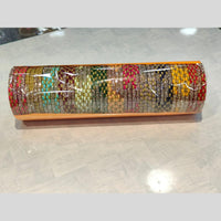 Pooja Bangles Gold Plated Festive Elegance Multi Color Austrian Stone Bangle Set