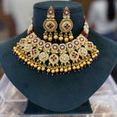 Pooja Bangles Gold Plated Pota  Stone Choker Necklace Set