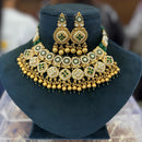 Pooja Bangles Gold Plated Pota  Stone Choker Necklace Set