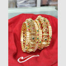 Pooja Bangles Gold Plated Pota Stone And Pearl Bangles Set