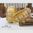 Pooja Bangles Gold Plated Pota Stone  And Meenakari Openable Bangles Set
