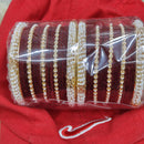 Pooja Bangles Gold Plated Pearl And Velvet Bangles Set