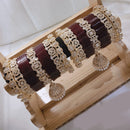 Pooja Bangles Gold Plated Austrian Stone Acrylic Bangles Set