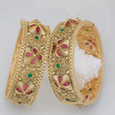 Pooja Bangles Gold Plated Pota Stone Openable Bangles Set