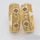 Pooja Bangles Gold Plated Pota Stone  And Pearl Openable Bangles Set