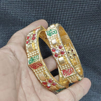 Pooja Bangles Gold Plated Pota Stone Bangles Set