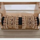 Pooja Bangles Gold Plated Pota Stone And Pearl Bangles Set