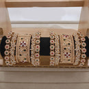 Pooja Bangles Gold Plated Pota Stone And Pearl Bangles Set