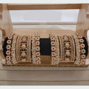 Pooja Bangles Gold Plated Pota Stone And Pearl Bangles Set