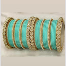 Pooja Bangles Gold Plated Austrian And Pearl Bangles Set