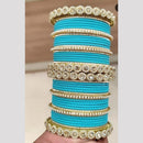 Pooja Bangles Gold Plated Austrian And Pearl Bangles Set