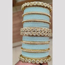 Pooja Bangles Gold Plated Austrian And Pearl Bangles Set