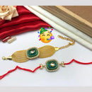 Pooja Bangles Gold Plated Bhaiya And Bhabhi Kundan Stone Rakhi Combo